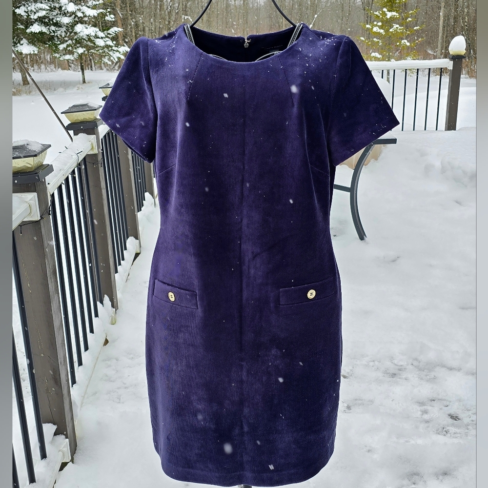 Tommy Hilfiger Blue Corduroy short sleeved Dress,  Size 12, EUC